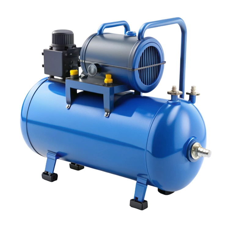 PSD blue horizontal air compressor isolated 3d render