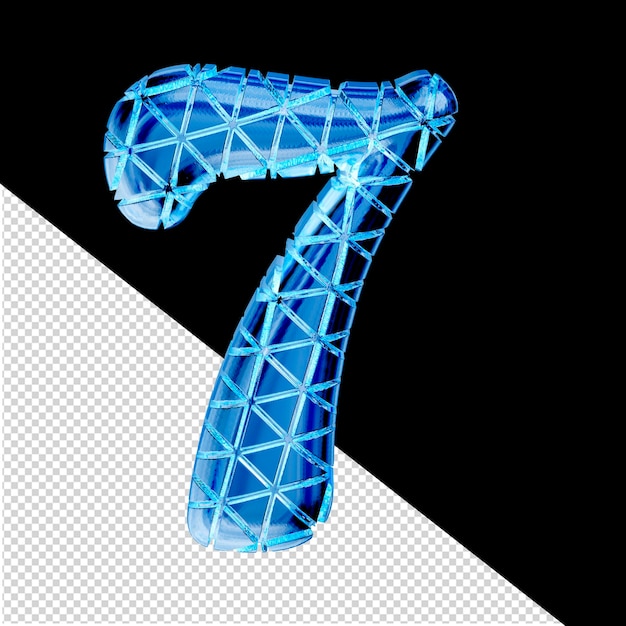 Blue ice 3d symbol with triangular sections number 7