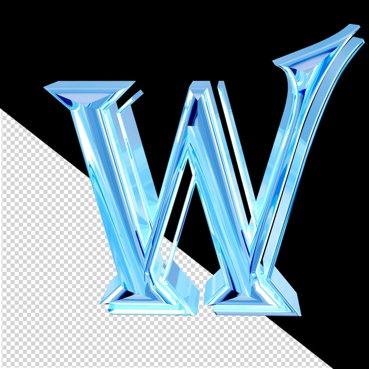 PSD blue ice symbol letter w