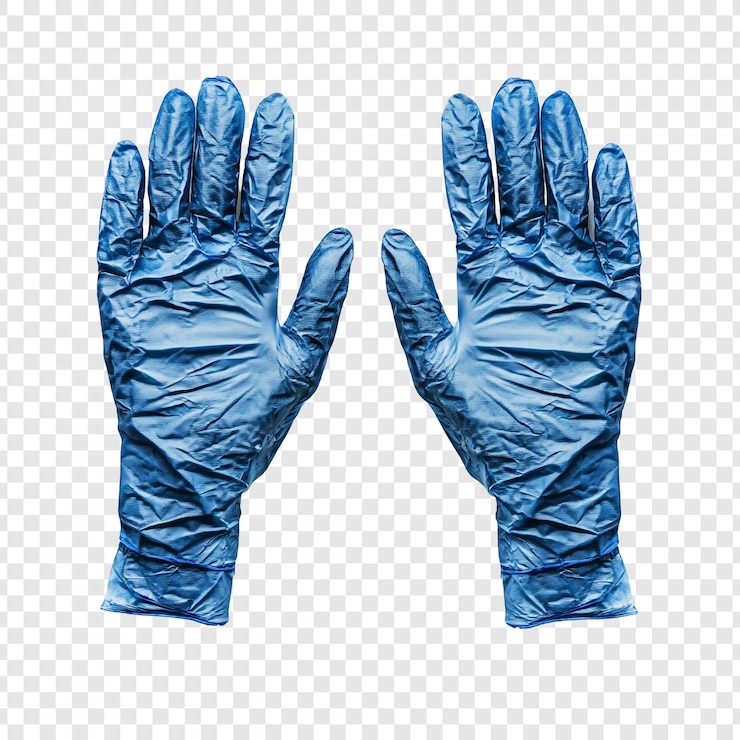 PSD blue latex gloves