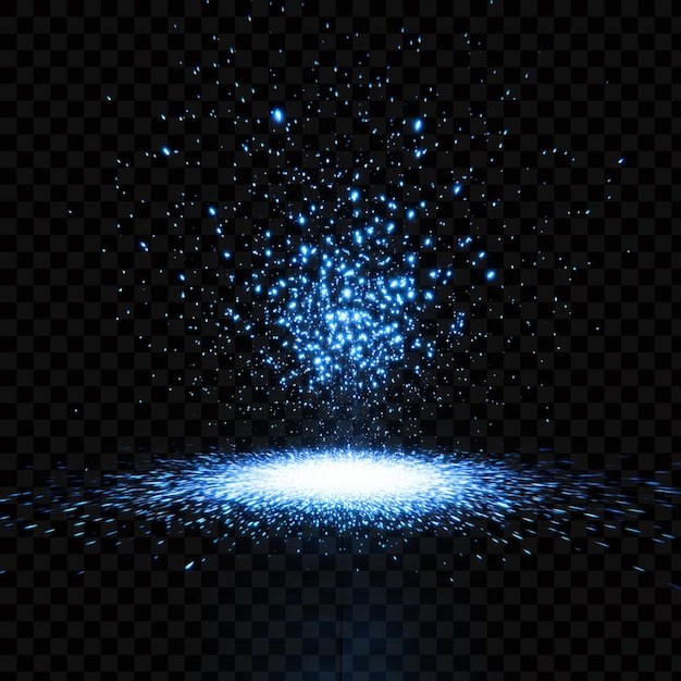 Blue light shining on the ground surrounded by soft glow on transparent background