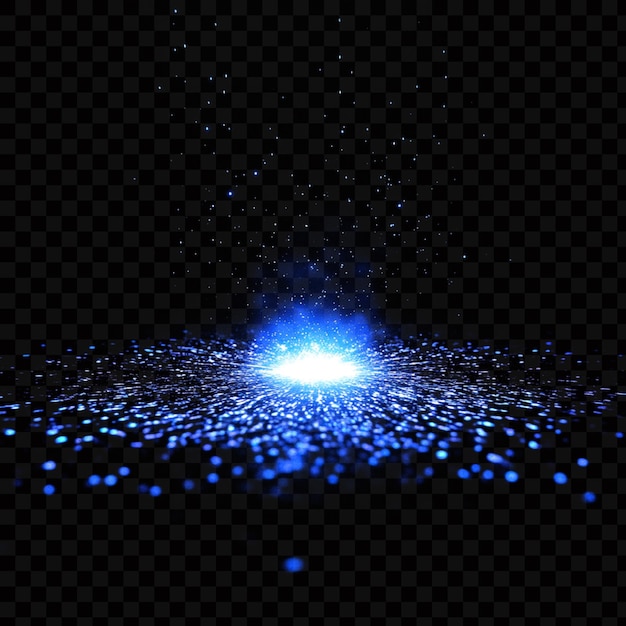 Blue light shining on the ground surrounded by soft glow on transparent background