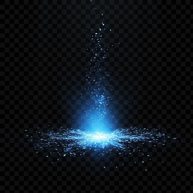 Blue light shining on the ground surrounded by soft glow on transparent background