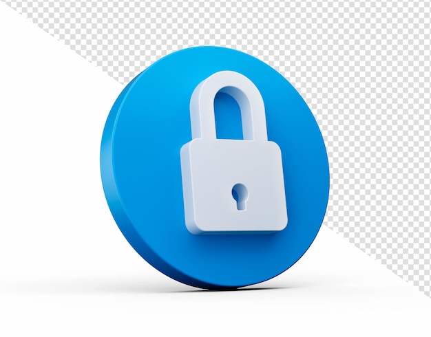 blue lock icon 3d lock icon on isolated background 3d illustration