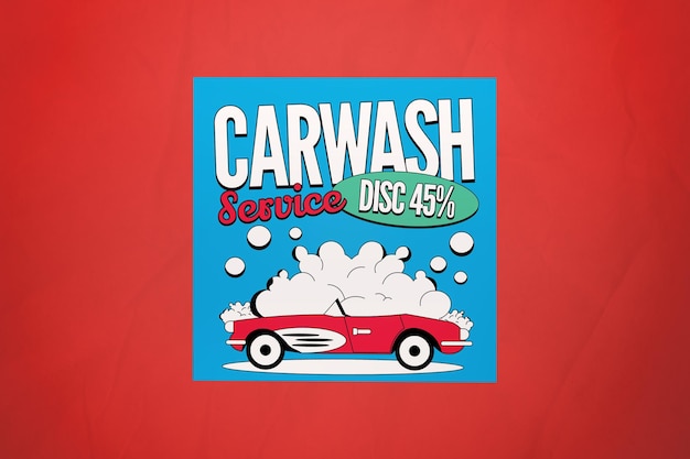 Blue Maximalist Carwash Service Post nas redes sociais