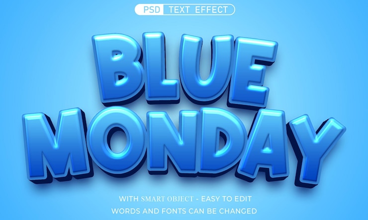 PSD blue monday 3d text effect