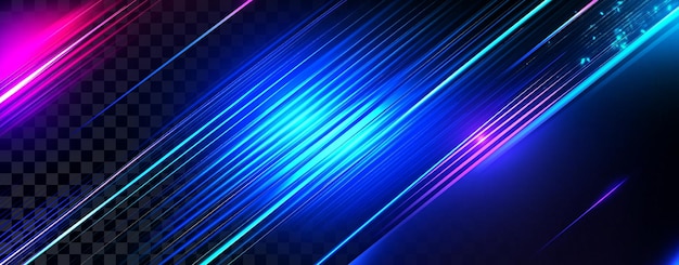 Blue Neon Lines Abstract Background Glowing Light Effect Illustration on Transparent Background