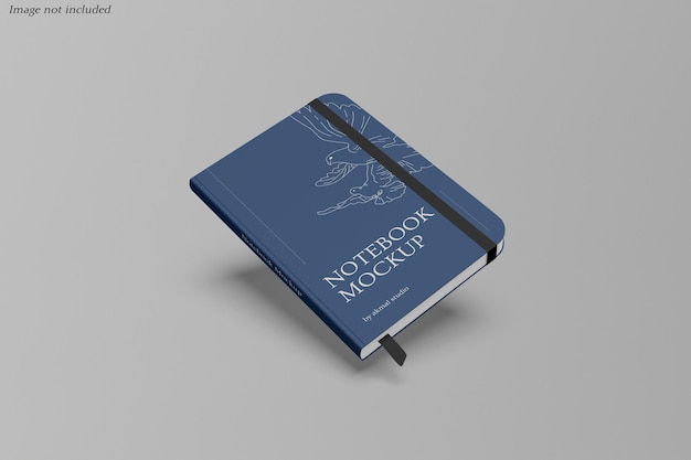 Blue Notebook-Mockup mit Elastischem Band und Lesezeichen