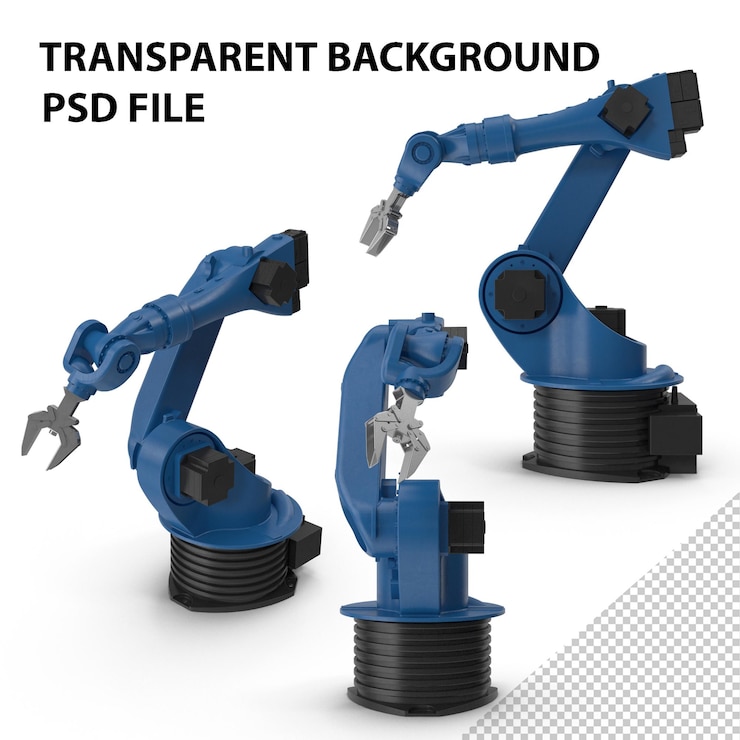 PSD blue robotic arm png
