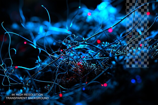 Blue y rojo amoled salpicaduras de luz de neón con efecto de luz y partículas en un fondo transparente.