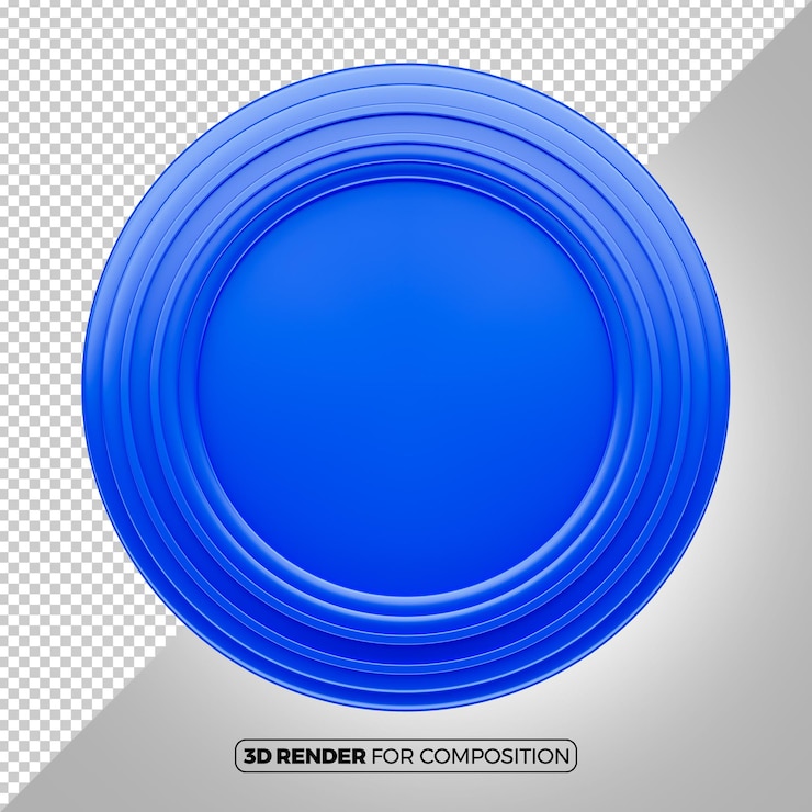PSD blue round 3d panel for composition