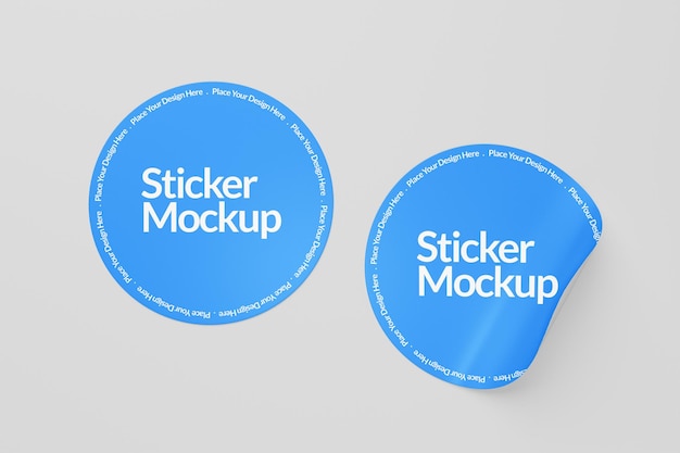 blue round sticker mockup design for branding and logo presentation