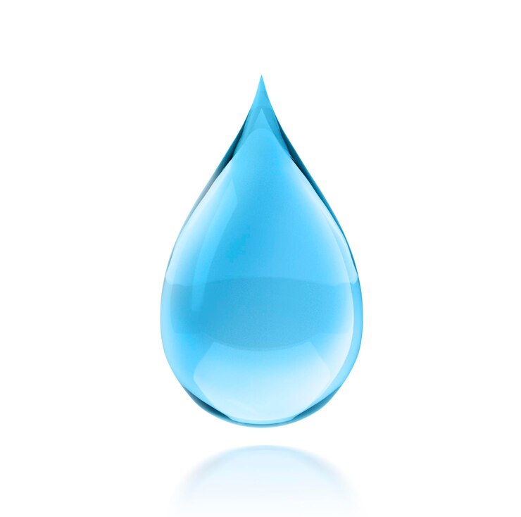 PSD blue shiny water drop transparent background