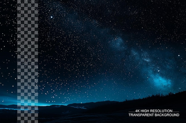 PSD blue sky night stars lighting landscape on transparent background