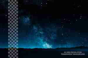 PSD blue sky night stars lighting landscape on transparent background