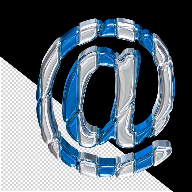 Blue symbol with silver straps top view