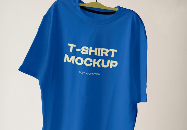 Blue T-Shirt Mockup for Branding and Presentation