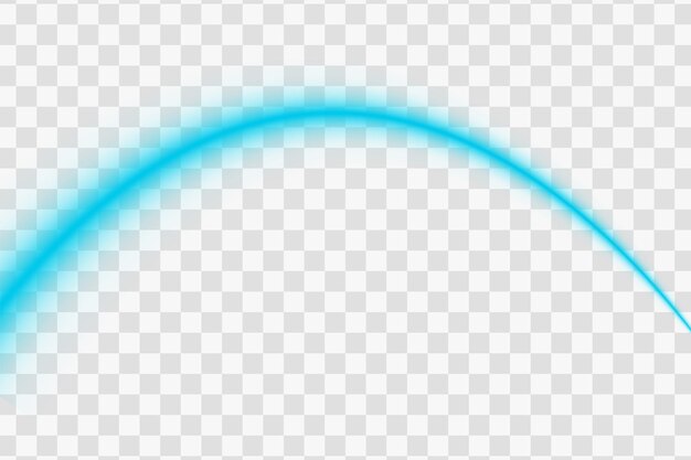 Blue teal arc line lighting glowing neon laser beam wave gradient transparent background curve