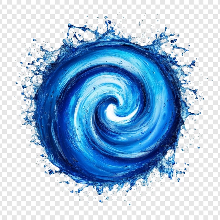 PSD blue water swirl splashing circle abstract art