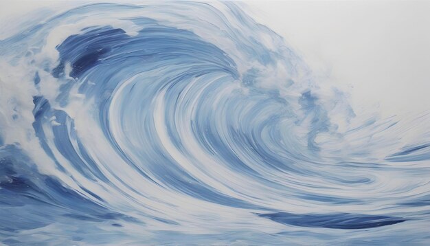 PSD blue wave oil painting using brush technique