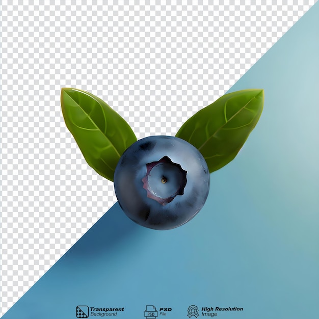 Blueberry fresco con hojas aisladas en un fondo transparente.