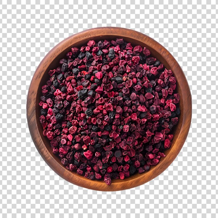 PSD blueberry rojo deshidratado dulce en un cuenco sobre un fondo blanco