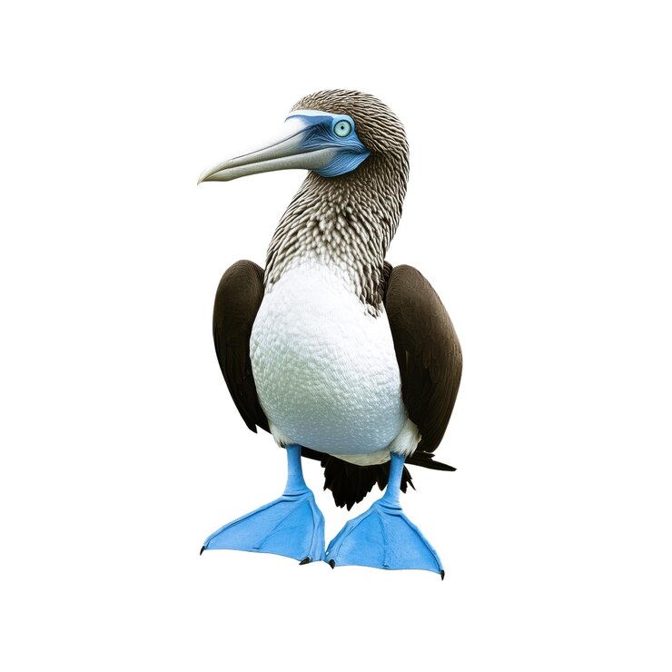 PSD bluefooted booby de pé com uma expressão curiosa