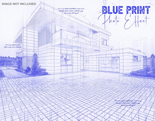 PSD blueprint photo effect