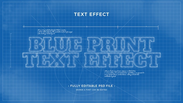 PSD blueprint-texteffekt