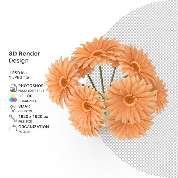 PSD blume 3d-modellierung psd-datei realistische blume