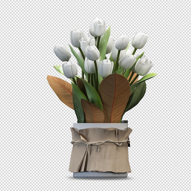 Blume in der vase im 3d-rendering isoliert