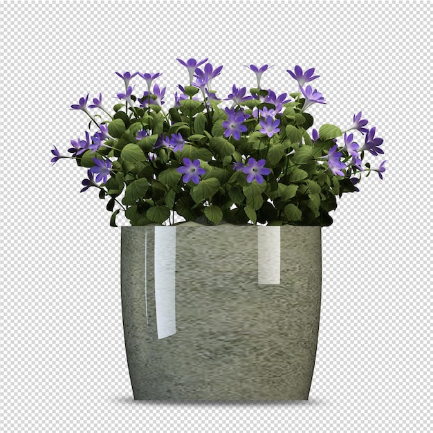 Blume in der Vase im 3D-Rendering isoliert