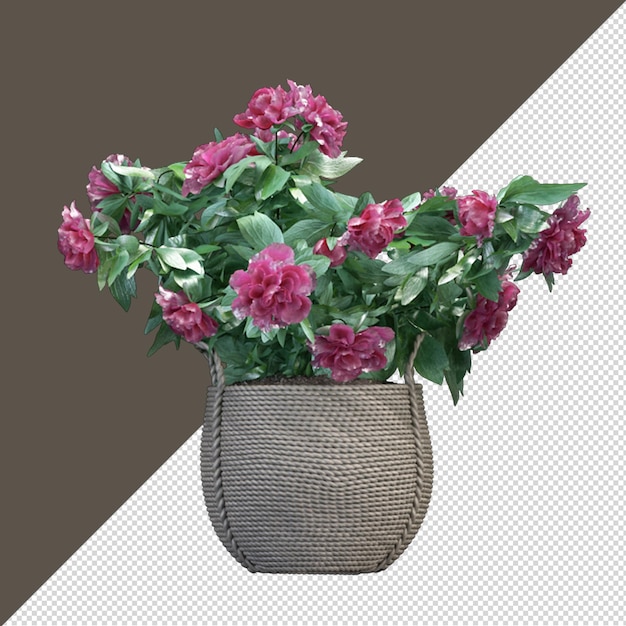 Blume in der Vase im 3D-Rendering isoliert