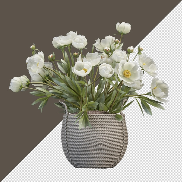 PSD blume in der vase im 3d-rendering isoliert