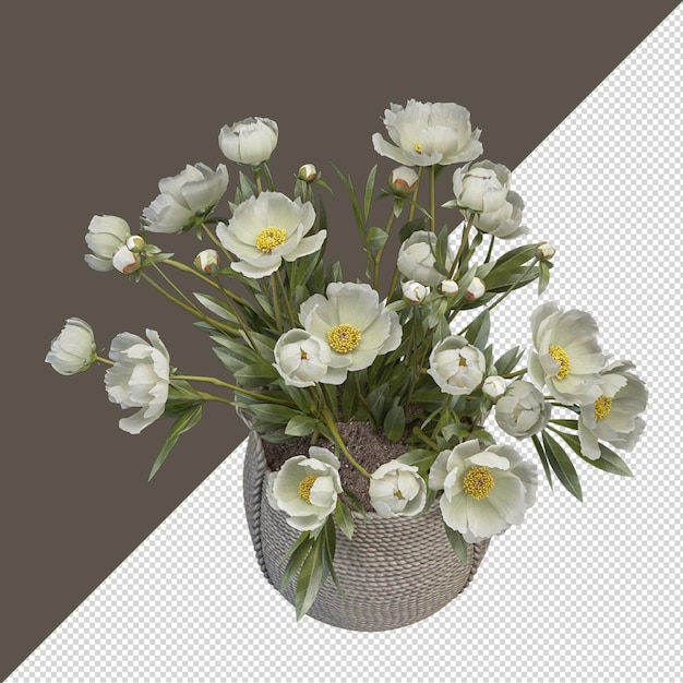 PSD blume in der vase im 3d-rendering isoliert