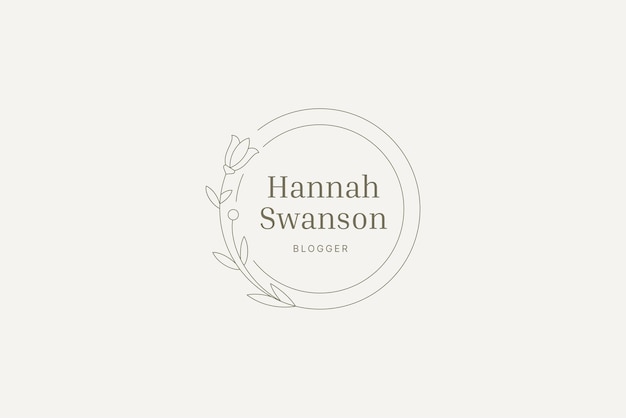Blumen botanische Umrisse Logo Kreis Retro Emblem Design Vorlage