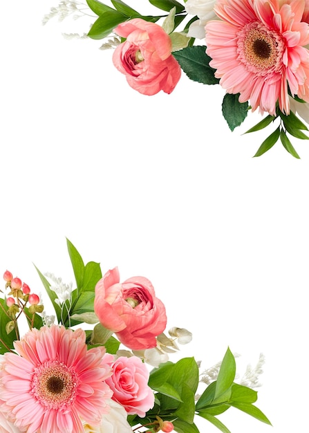 Blumen-Botanischer Rahmen rosa ästhetisches organisches Element