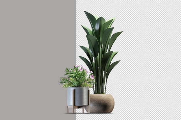 Blumen in der Vase im 3D-Rendering isoliert