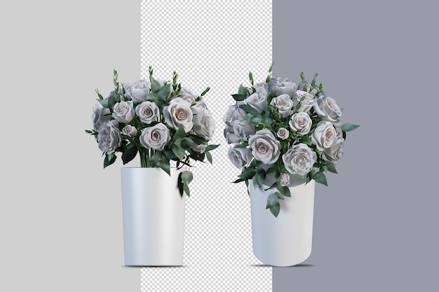 Blumen in Vase in 3D-Rendering isoliert
