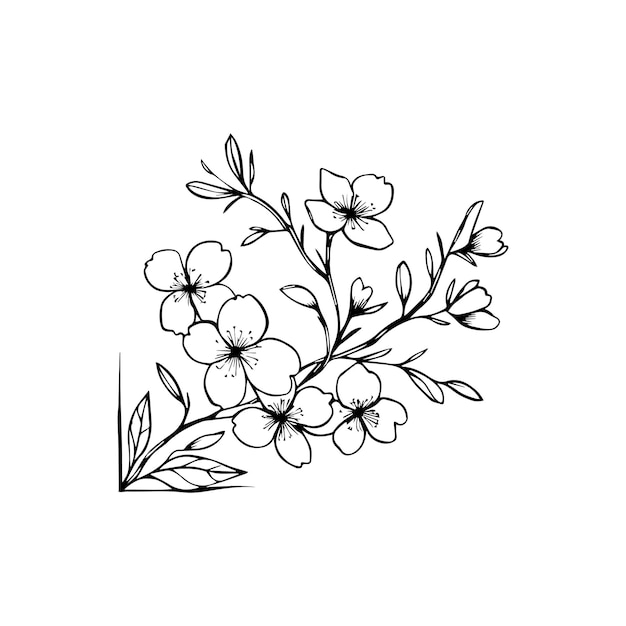 Blumen-Linien-Kunst-Zeichnungsstil