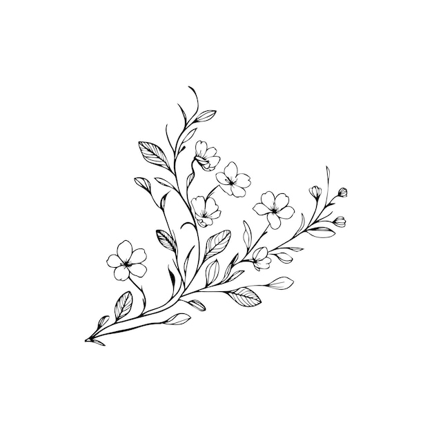 Blumen-Linien-Kunst-Zeichnungsstil