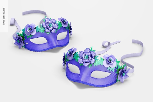 PSD blumen venezianische halbgesichtsmasken modell, perspektive