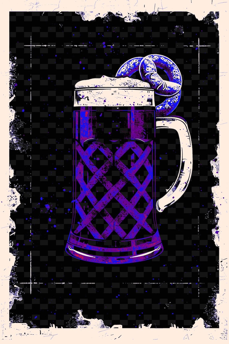 PSD blumenau oktoberfest mit einem bierbecher und einem pretzel eine rote biene illustration brasiliens leben und kultur