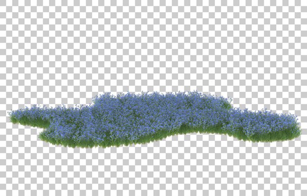 Blumenfeld auf transparentem Hintergrund. 3D-Rendering - Abbildung