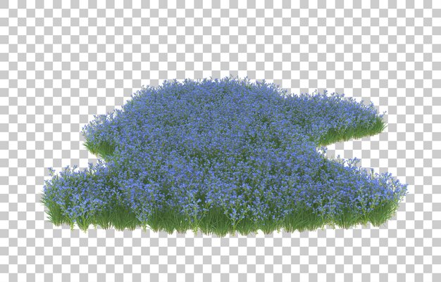 Blumenfeld auf transparentem Hintergrund. 3D-Rendering - Abbildung