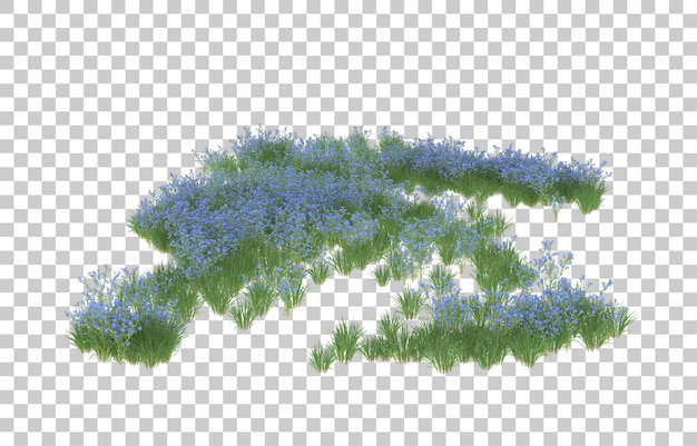 Blumenfeld auf transparentem Hintergrund. 3D-Rendering - Abbildung
