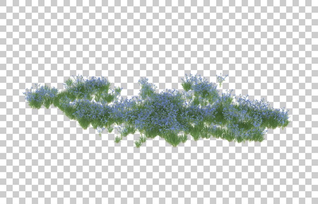 Blumenfeld auf transparentem Hintergrund. 3D-Rendering - Abbildung
