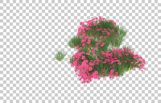 Blumenfeld auf transparentem Hintergrund. 3D-Rendering - Abbildung