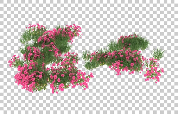 Blumenfeld auf transparentem Hintergrund. 3D-Rendering - Abbildung