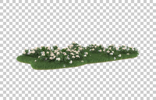 Blumenfeld auf transparentem Hintergrund. 3D-Rendering - Abbildung